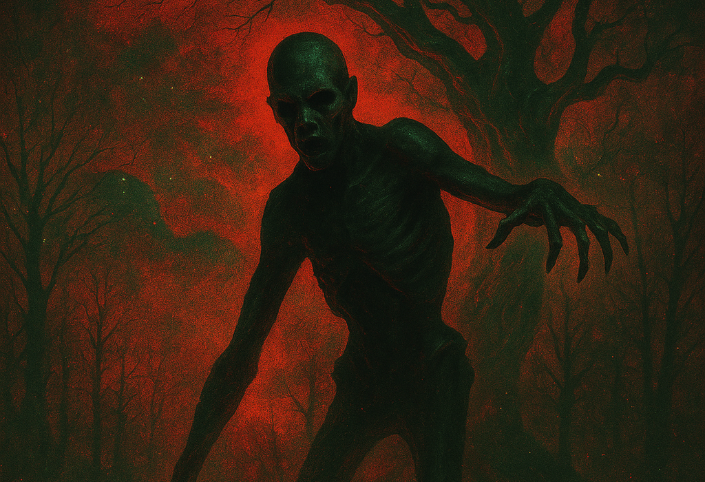 Unheimliche Gestalt zwischen den Bäumen